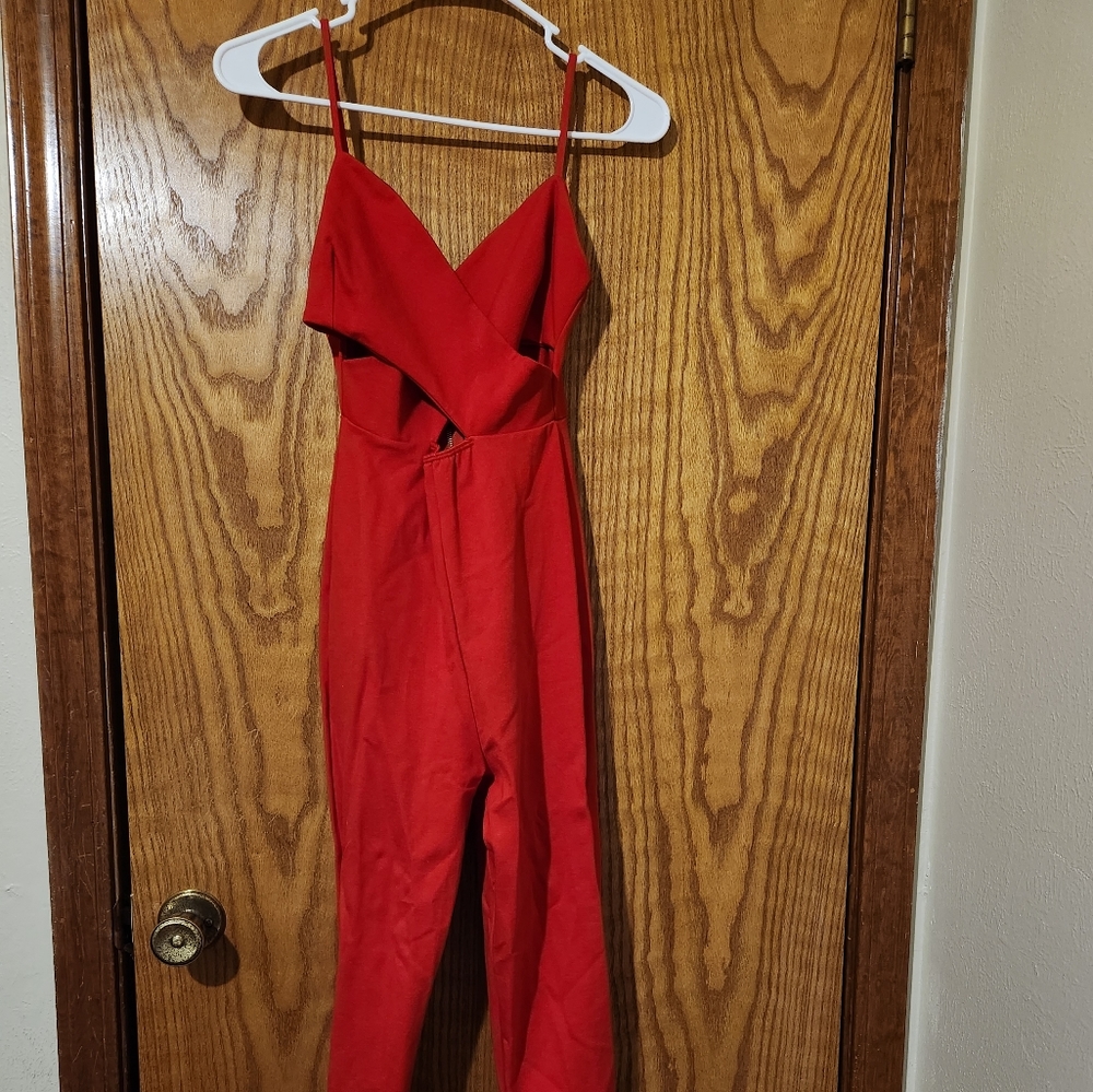 Red Cut Out Jumpsuit